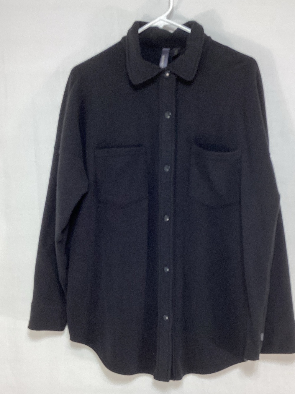Mondetta Large Black Lightweight Button-Front Shirt Jacket